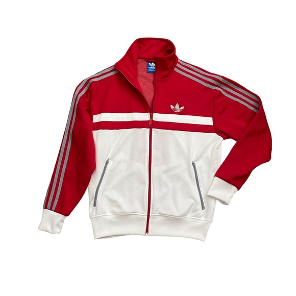 adidas Red and White Track Jacket - Picture 1 of 4
